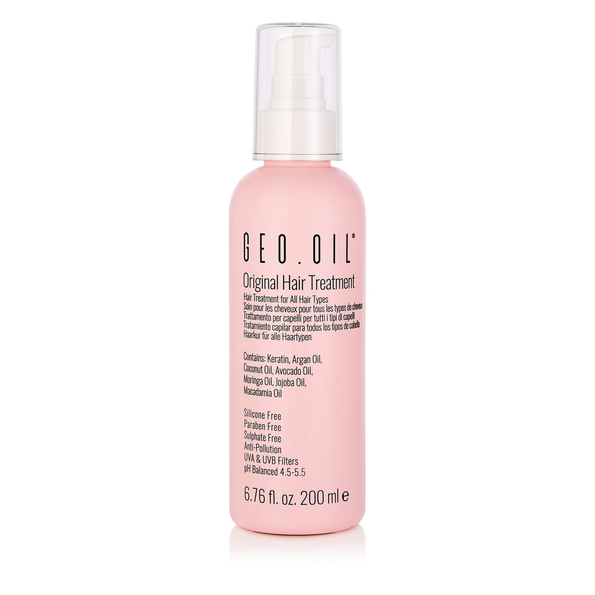 GEO OIL Original Leave-In Hair Treatment 200ml - Keratin Conditioner, Sun & Pollution Protection, Softens & Smoothens, 200ml