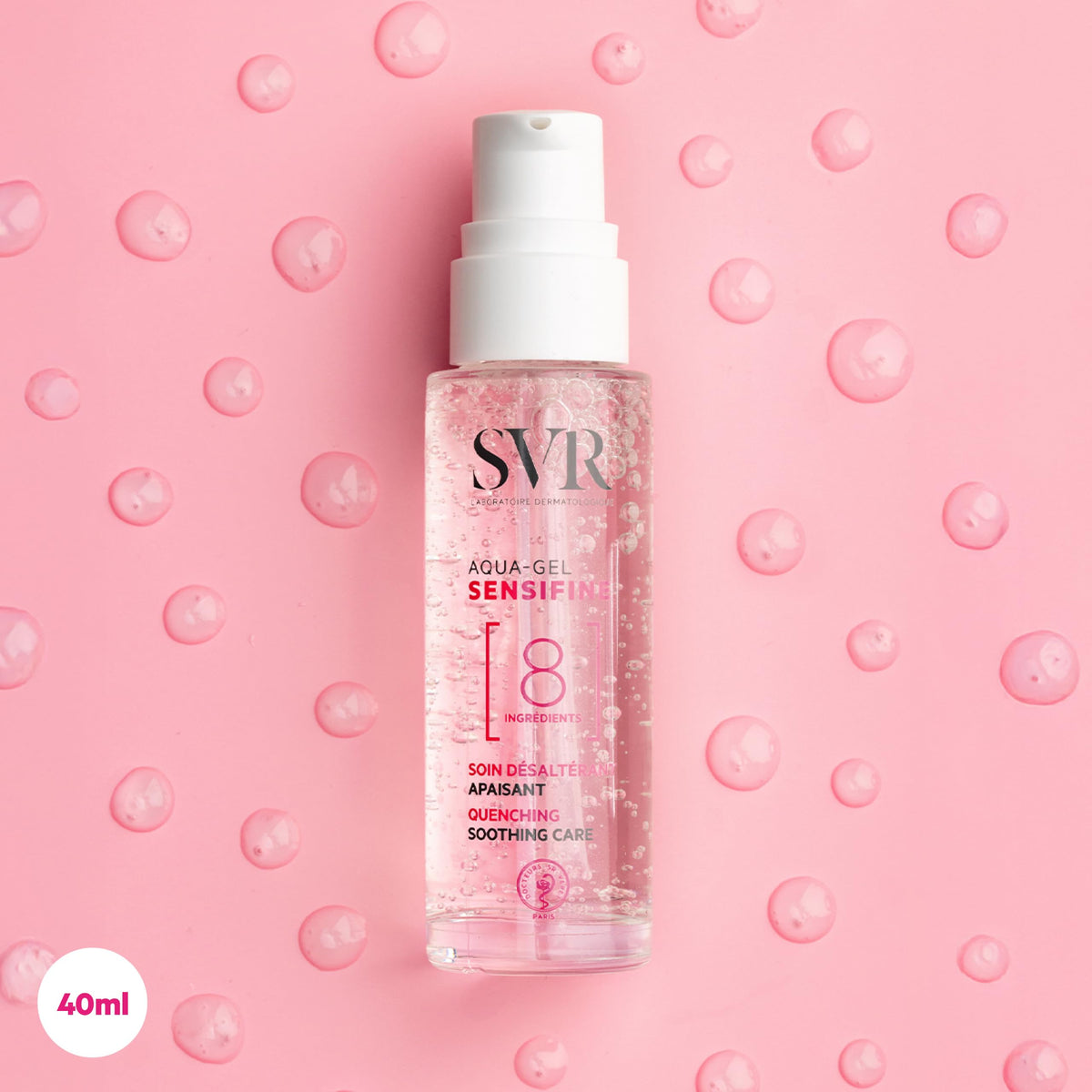 SVR SENSIFINE Cooling, 24h Hydrating Face Aqua-Gel for Hypoallergenic, Hypersensitive, Reactive Blanced-to-Normal Skin, 8-Ingredient Minimalist Formula, 40ml