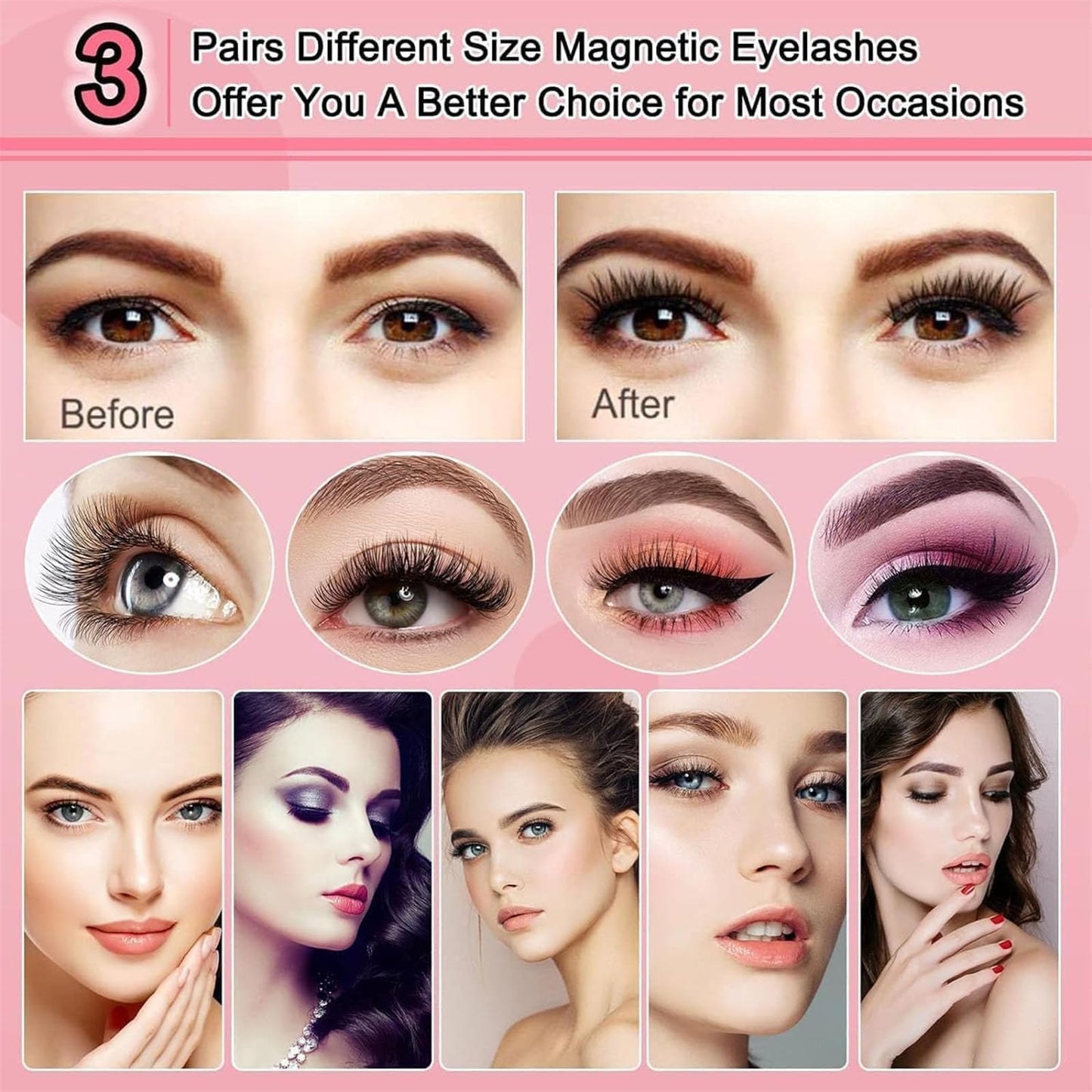 Clgorm Giani Flylash Magnetic Lashes Kit With Applicator And Clamp - Natural Look, Easy, Quick, Safe