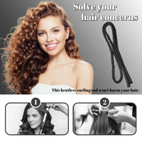 LunarCharm Heatless Curling Headband, Heatless Curlers with Small Hairpin, Overnight Curls with Thin Curlers for Sleeping, Black