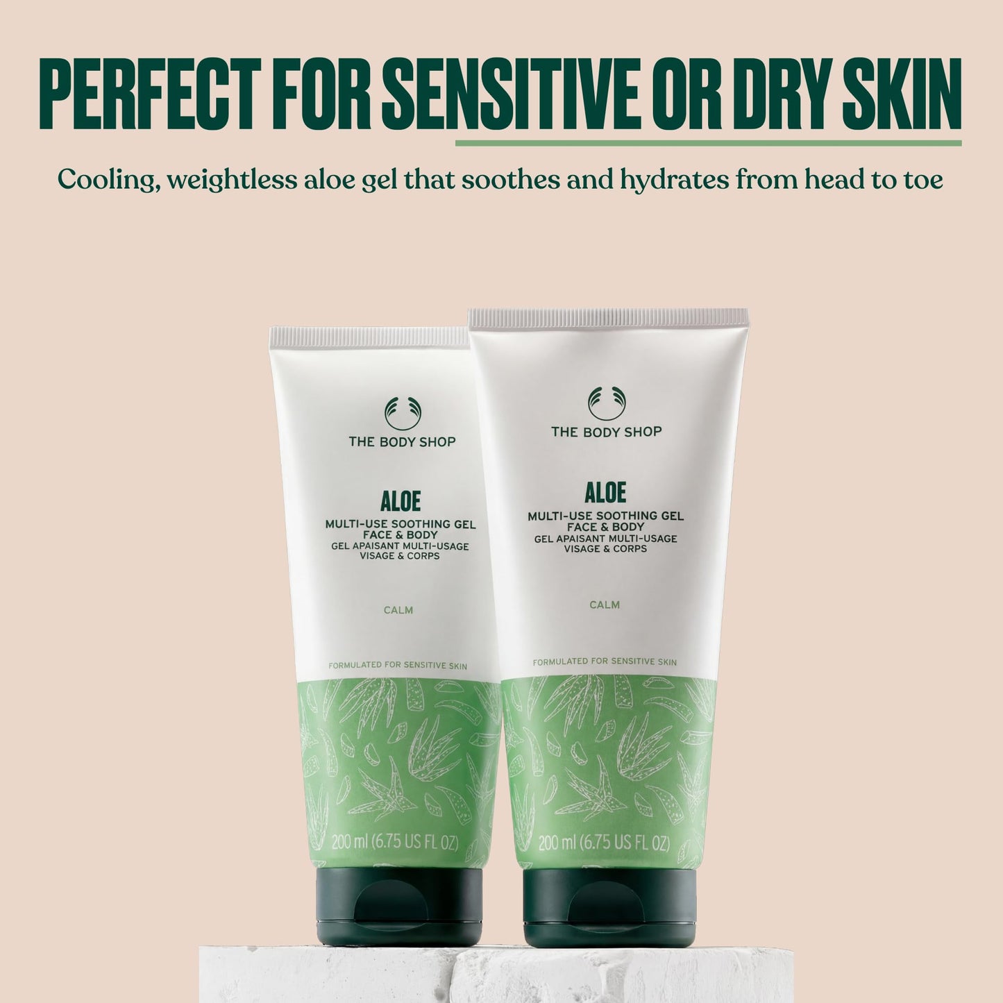 The Body Shop Aloe Multi-use Soothing Face & Body Gel (1x 200ml), Hydrating Aloe Vera Gel for Sensitive Skin, 98% Natural Origin Ingredients, Vegan & Fragrance-Free