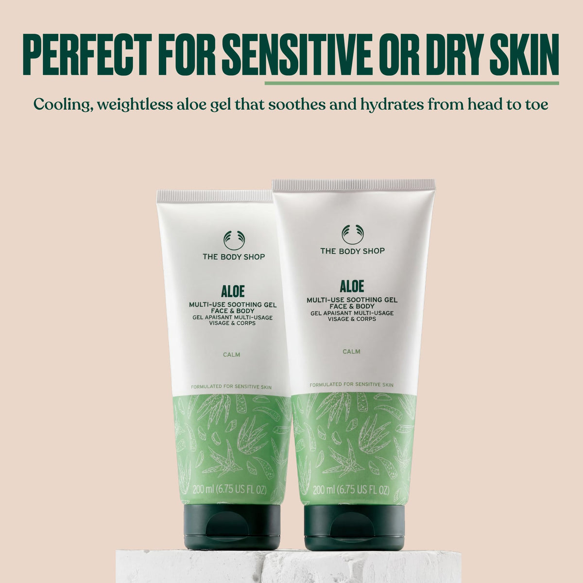 The Body Shop Aloe Multi-use Soothing Face & Body Gel (1x 200ml), Hydrating Aloe Vera Gel for Sensitive Skin, 98% Natural Origin Ingredients, Vegan & Fragrance-Free