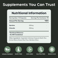 Certified Organic Spirulina & Chlorella Capsules | 1000 mg per serving | Nutrient-Dense Superfoods For Immune Support & Detox | 90 Capsules 100% Plant-Based | by Purolabs