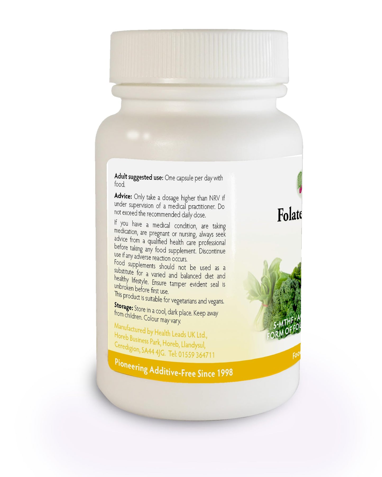 Health Leads ...Working With Nature Folate (L-Methylfolate) 400μg x 90 Capsules - 5-MTHF Active Form of Folic Acid/Vitamin B9 - Supports Normal Maternal Tissue Growth During Pregnancy - PRENATAL- Magnesium Stearate Free - Made in Wales