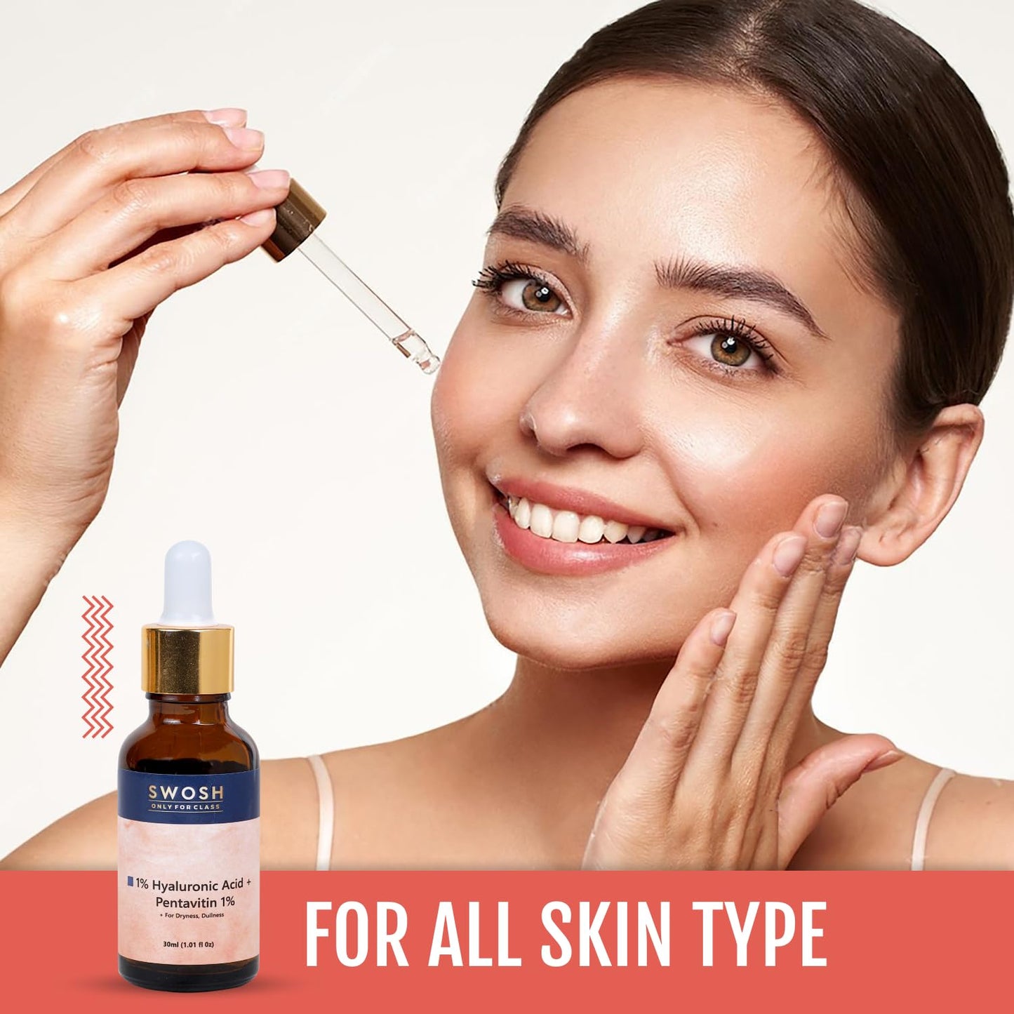 SWOSH 1% Hyaluronic Acid Serum 30 ML Lightweight & Hydrating Serum For Intense Hydration(Normal To Dry SKIN) With Glycerine and Aloe Vera For Skin Illumination