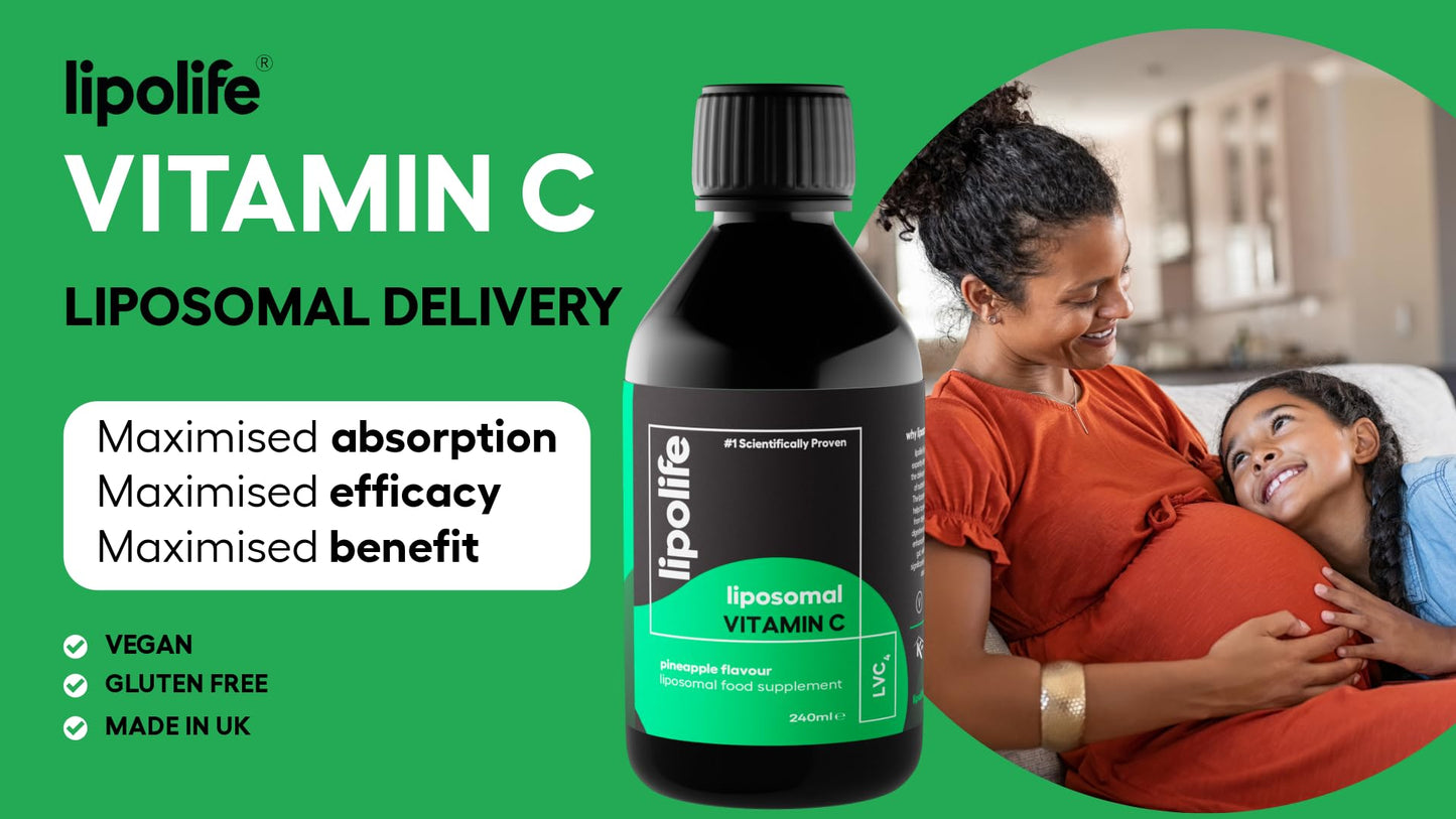 Lipolife Liposomal Vitamin C - 500mg | High Strength Pineapple Flavour | 48 Servings | LVC4 | Higher Absorption, Scientifically Proven | Advanced Nutrient delivery | Made in UK by lipolife