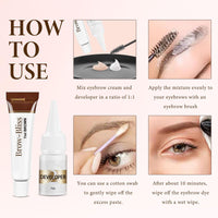 EONFAVE Eyelash Tint Black - Lash Tint and Eyebrow Dye - 2-In-1 Tint Kit - Volume Lashes and Full Brows Last Up to 4 weeks - Suitable for Home Use with All Tools (Brown) Eyebrow Gel