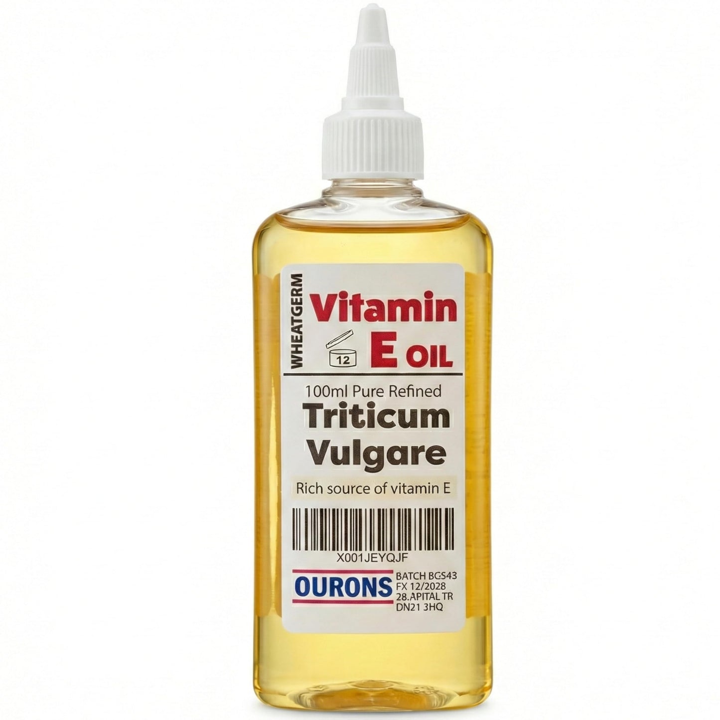 OURONS 100ml Vitamin E Oil - Wheatgerm - Pure & Refined Massage & Skin Care