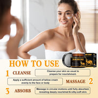 Muiefe Whipped Beef Tallow Skin Care 60g, Natural Tallow and Honey Balm, 100% Organic Grass-Fed Beef Tallow Face Cream & Moisturizer, Deeply Moisturizing Nourishing for Face Body Dry Skin, Fast Absorbing