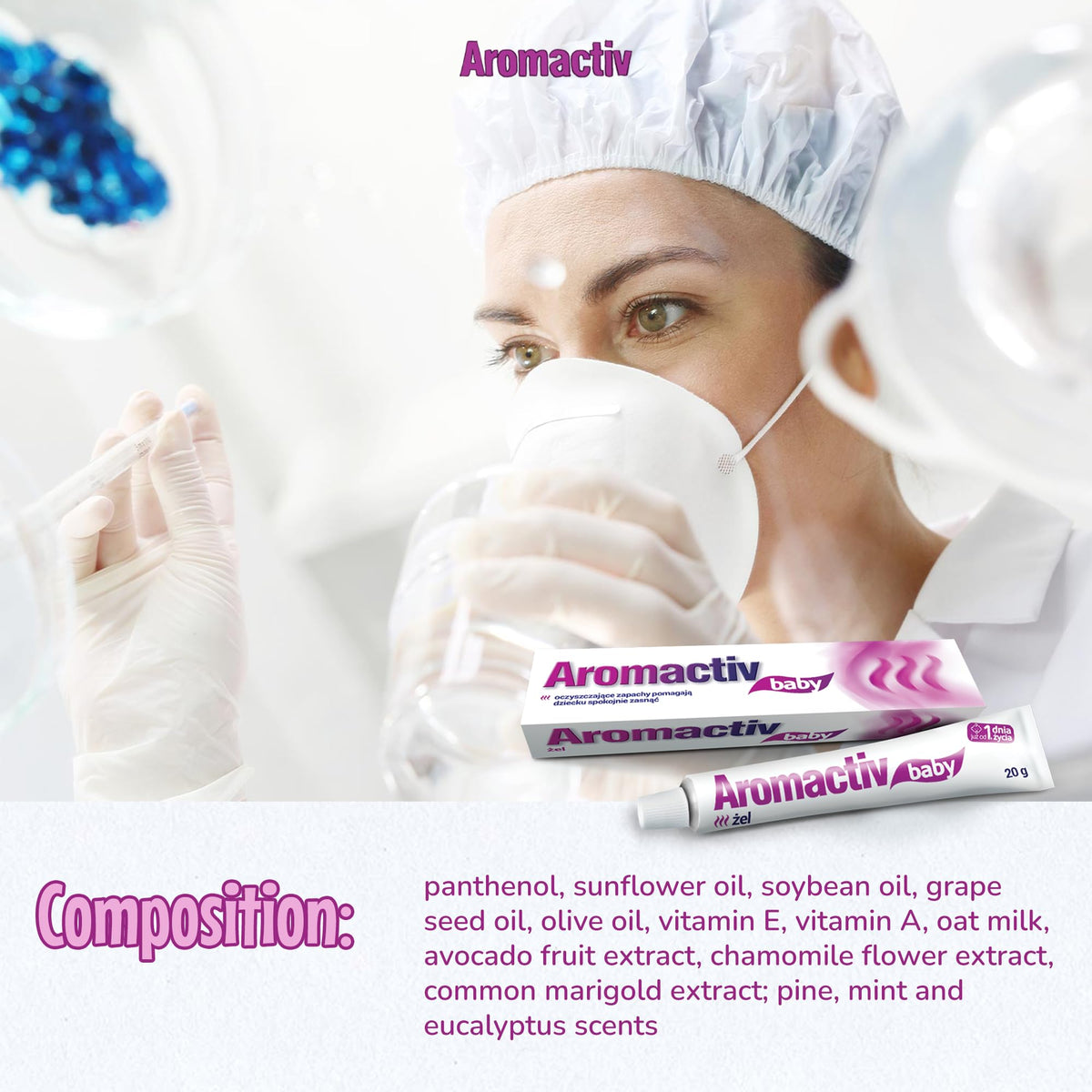 Aflofarm AROMACTIV Baby gel - 20 g - helps you fall asleep and soothes irritation, it is recommended for the care of children's skin from the first day of life.