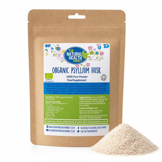 The Natural Health Market Organic Psyllium Husk Powder By The Natural health Market | Fine Milled Powder | Organic Probiotic (50g)