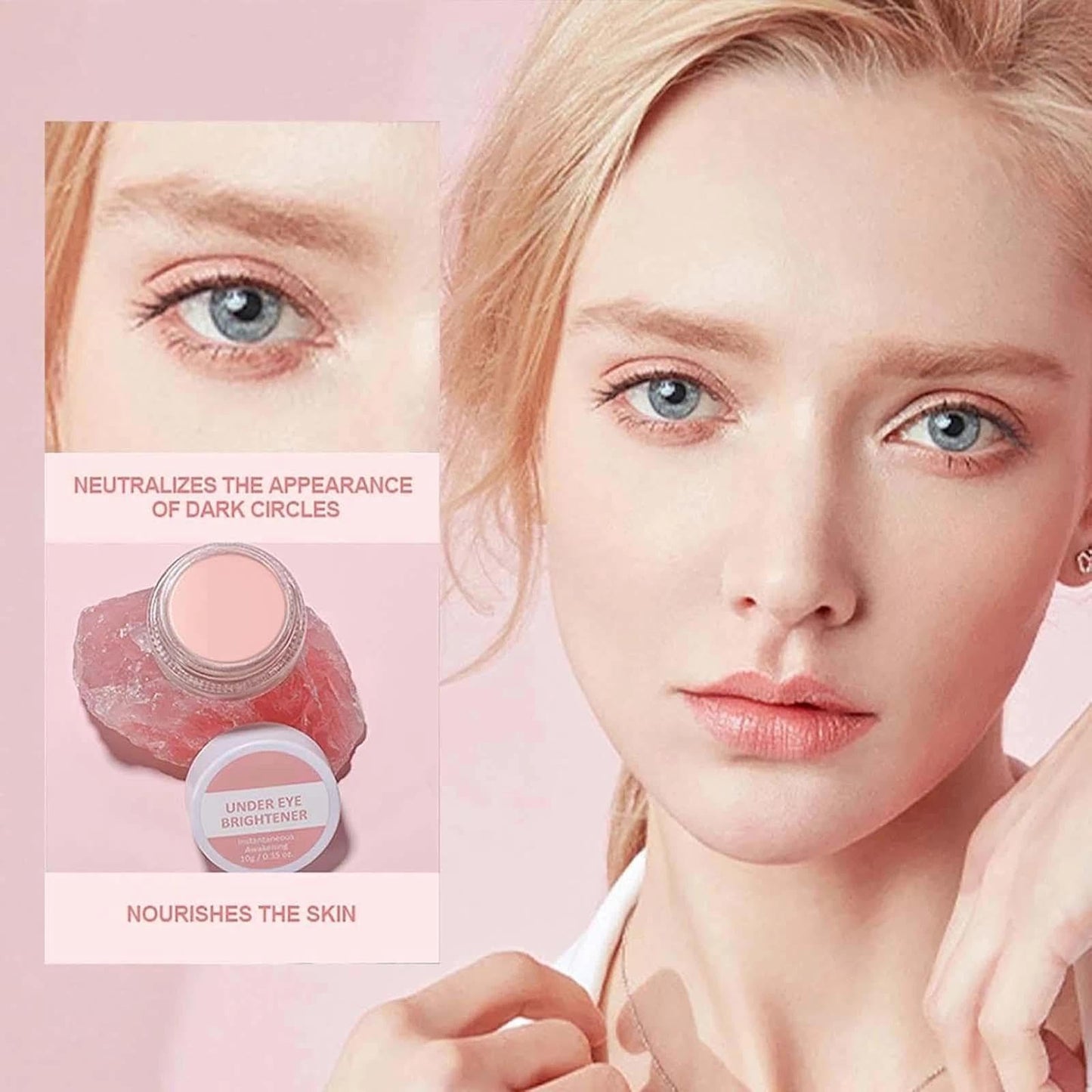 EveBeaty Under Eye Brightener and Concealer - Long Lasting Pink Cream for Dark Circles - Full Coverage for Spots - Highlighter and Foundation in One