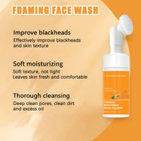 Wormeer Turmeric Face Wash with Brush - Foaming Cleanser for Women - Improves Blemishes, Zits, & Evens Skin Tone - Gentle Hydrating Facial Cleanser
