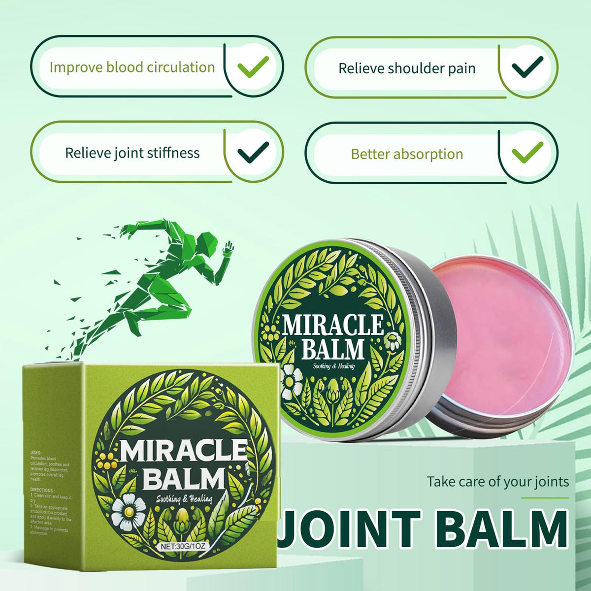 ISBEAUSOLS Miracle Balm -Joint & Muscle Pain Relief Cream -Arnica Cream Leg Rescue Balm -Post-Workout Body Moisturiser for Knee/Shoulder -Soothing Joint Relief Gel with Natural Ingredients -You Feel Relaxed