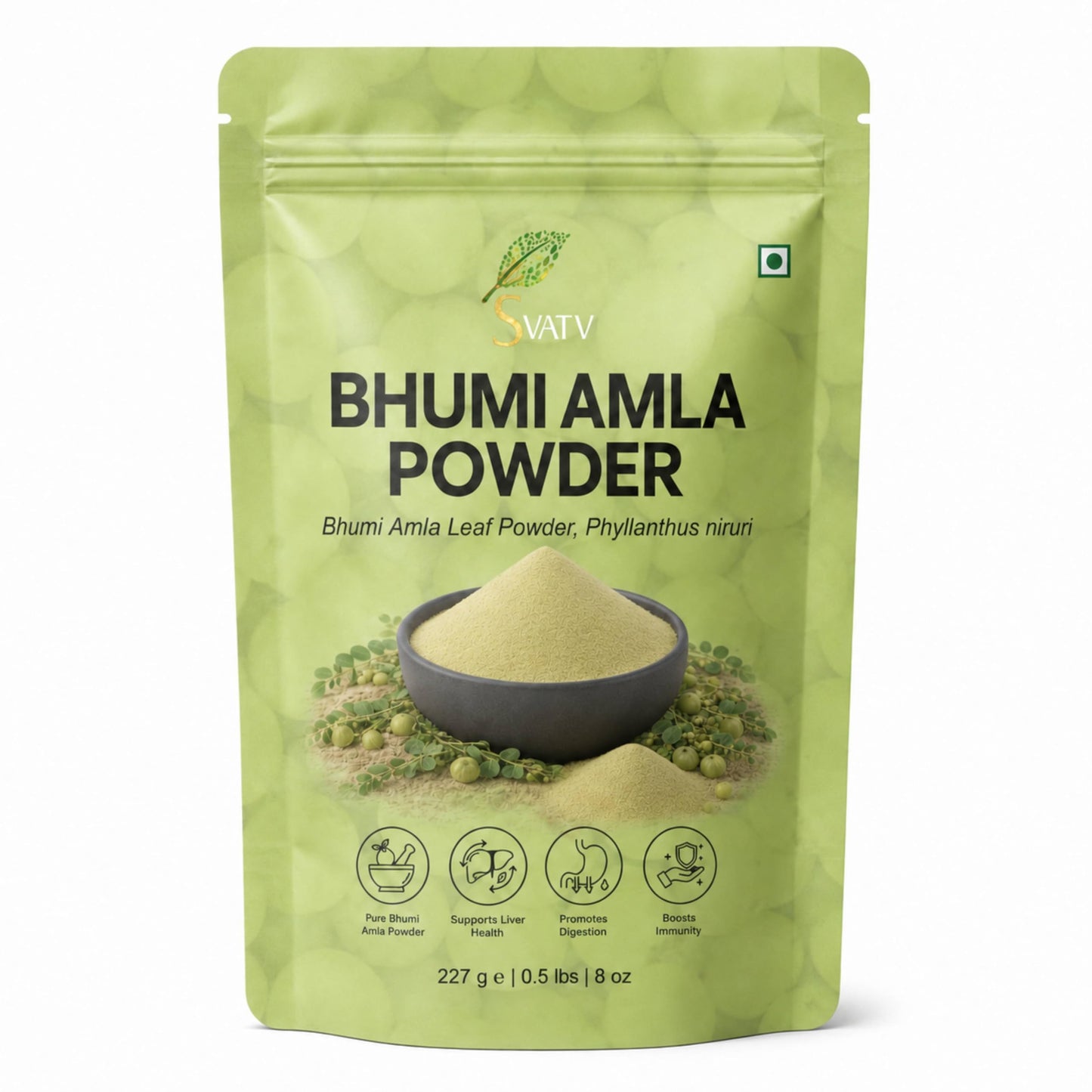 SVATV Herbal Bhumi Amla Powder (Phyllanthus Niruri) Chanca Piedra Herb | Antioxidant - 227g, 8oz, 0.5 Lbs