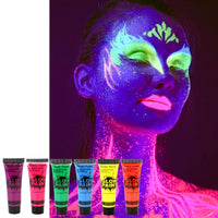 LYNTYAOU 6 Colors UV Neon Face Body Paint, Makeup Set Fluorescent Painting Glow in Dark, Blacklight Safe Non-toxic Quick-Dry Paint for Adults Halloween, Christmas（6 X 10ml）