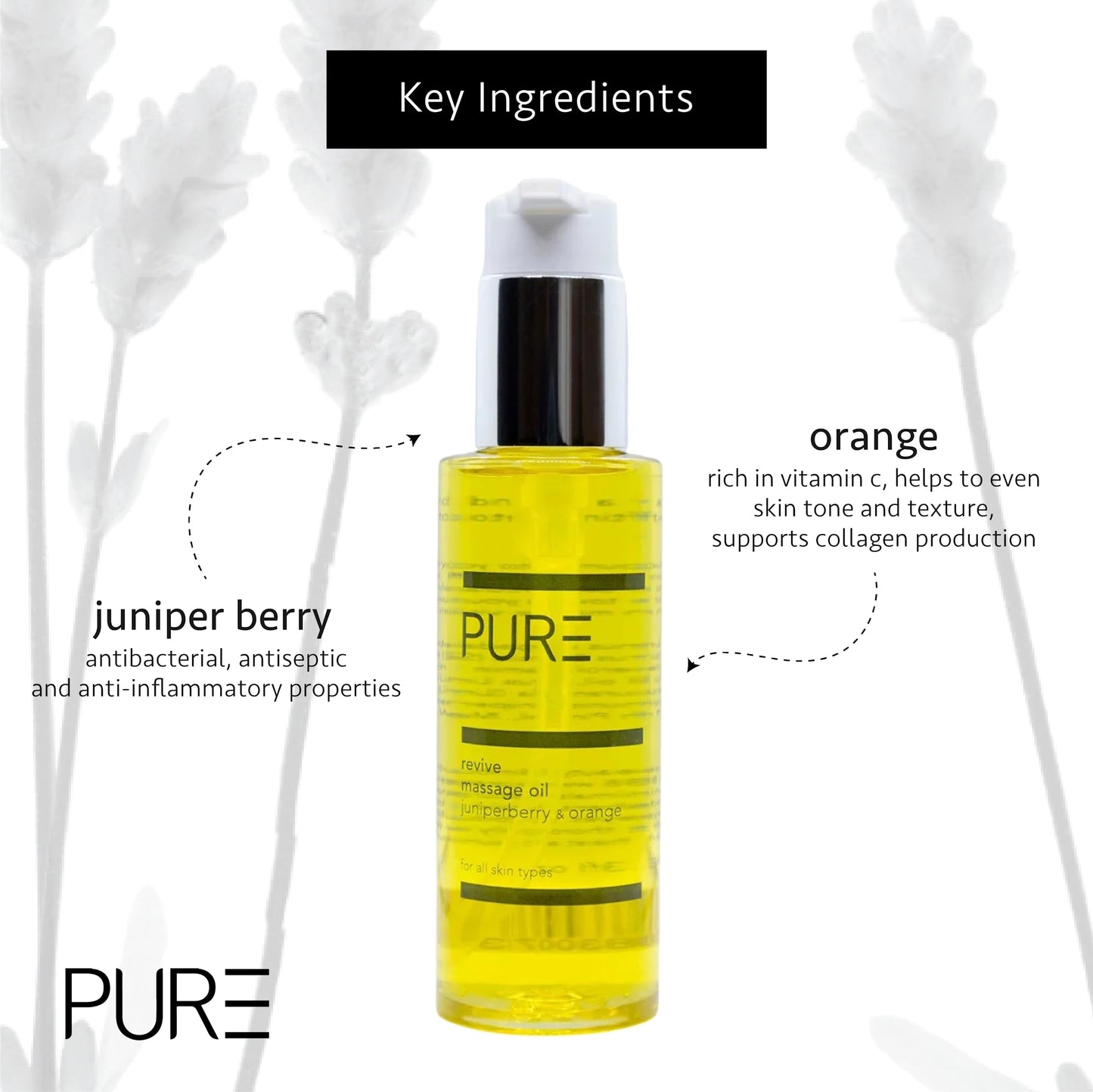 Revive Body Oil from PURE Spa Skincare 100ml - Juniper Berry and Orange Aromatic Vegan Massage Oil