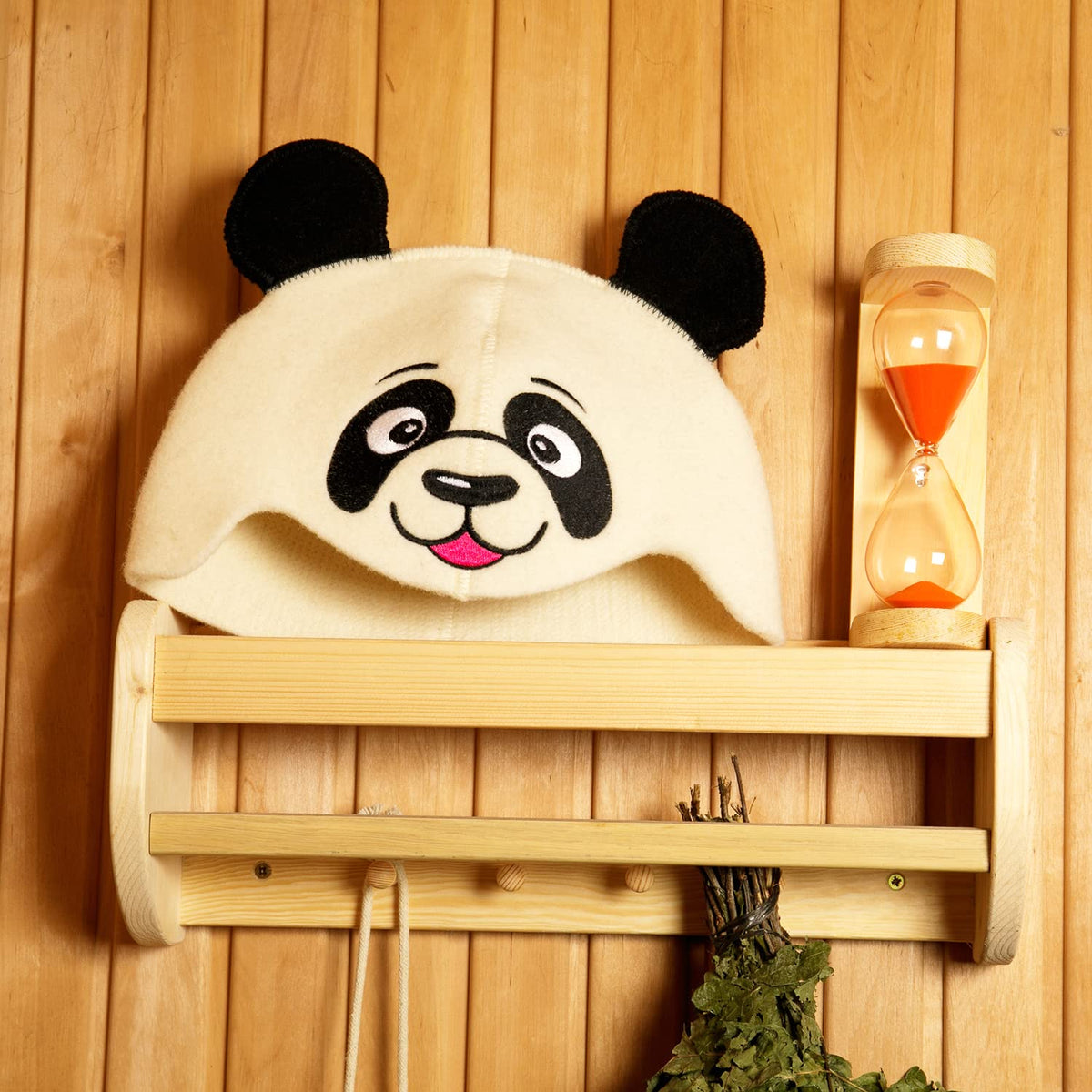 SAUNA GURU Panda Hat, 100% Organic Wool Felt Sauna Cap, Banya Hat Sauna Hair Protector, Sauna Accessories Embroidered Hat, Russian Sauna Hat, Sauna Gifts for Men and Women, Sauna Room Accessory