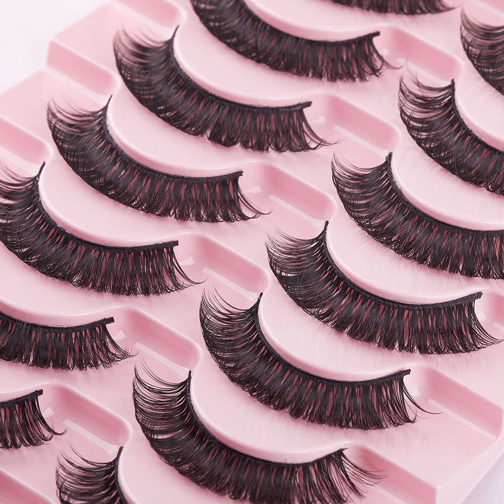 ZDHSOY 10 Pairs False Eyelashes - Russian Strip Lashes,Thick DD Curl Fluffy Wispy Faux Mink Lashes Reusable Natural Soft Eye Lashes (D-002)