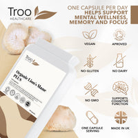 Troo Health Care Organic Lion's Mane Mushroom Complex 120 Capsules - 1500mg Lions Mane 30% Polysaccharides with Acerola Cherry Vitamin C & Black Pepper Extract Supplement - Made in United Kingdom