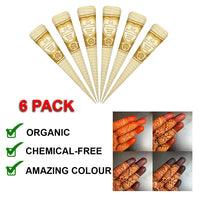 NEW FASHION HOUSE DULHAN BRIDE MEHINDI 6pk Individual Cones 100% Organic Henna Mehindi Cones Ready To Use. No Chemicals, No Dyes Guaranteed Colour
