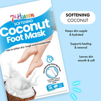 7th Heaven Foot Mask Multipack of 3 Moisturising Foot Treatment Socks – Softening & Nourishing Mask for Dry & Cracked Feet – Infused with Coconut & Shea Butter – At Home Spa Skincare