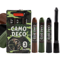 Mikloven 3-Color Camo Face Paint Sticks (Brown, Black, Green), Waterproof Hunting Face Paint, Rotating Wax Design, Skin-Friendly, Easy Application for Outdoor & Tactical Use
