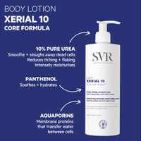 SVR XERIAL 10 Ultra-Rich 48hr Body Lotion, 10% Pure Urea, Panthenol and Shea Butter Moisturiser for Flaky, Scaly, Ashy, Extremely Dry, Psoriasis-Prone Skin, 400ml