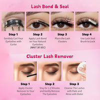 RITALASH Lash Extension Kit 400Pcs,DIY Lash Clusters Kit 8-16mm Cluster Lashes Fluffy Eyelash Clusters Lash Bond And Seal,Lash Remover,Tweezers For Clusters Eyelash Extensions(60D+100D Cluster Kit)