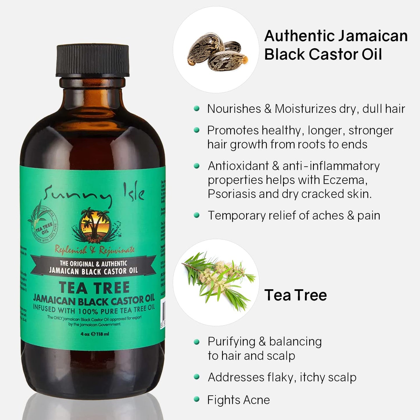 Sunny Isle Jamaican Black Castor Oil with Tea Tree Oil 118ml
