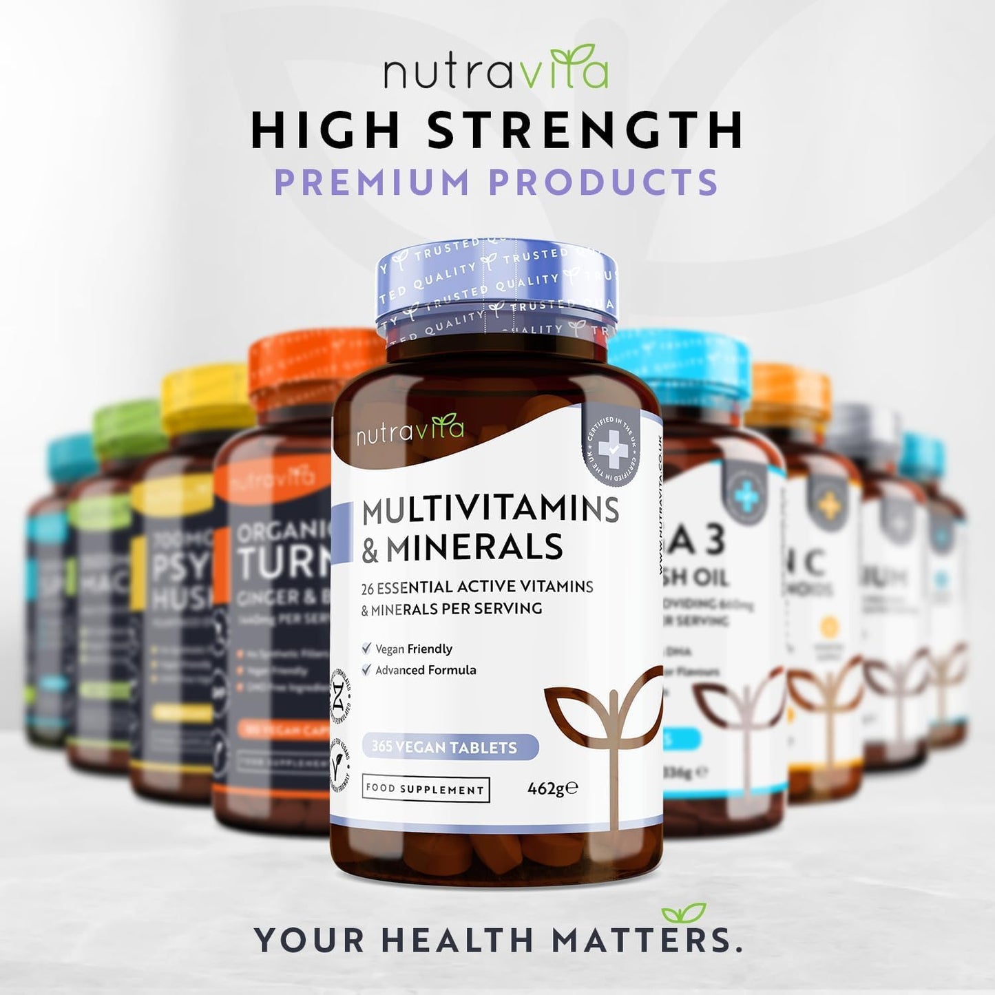 Multivitamins & Minerals (2 Packs of 365) - 730 Vegan Multivitamin Tablets - 2 Year Supply - Multivitamin Tablets for Men & Women with 26 Essential Active Vitamins & Minerals - Made in UK by Nutravita