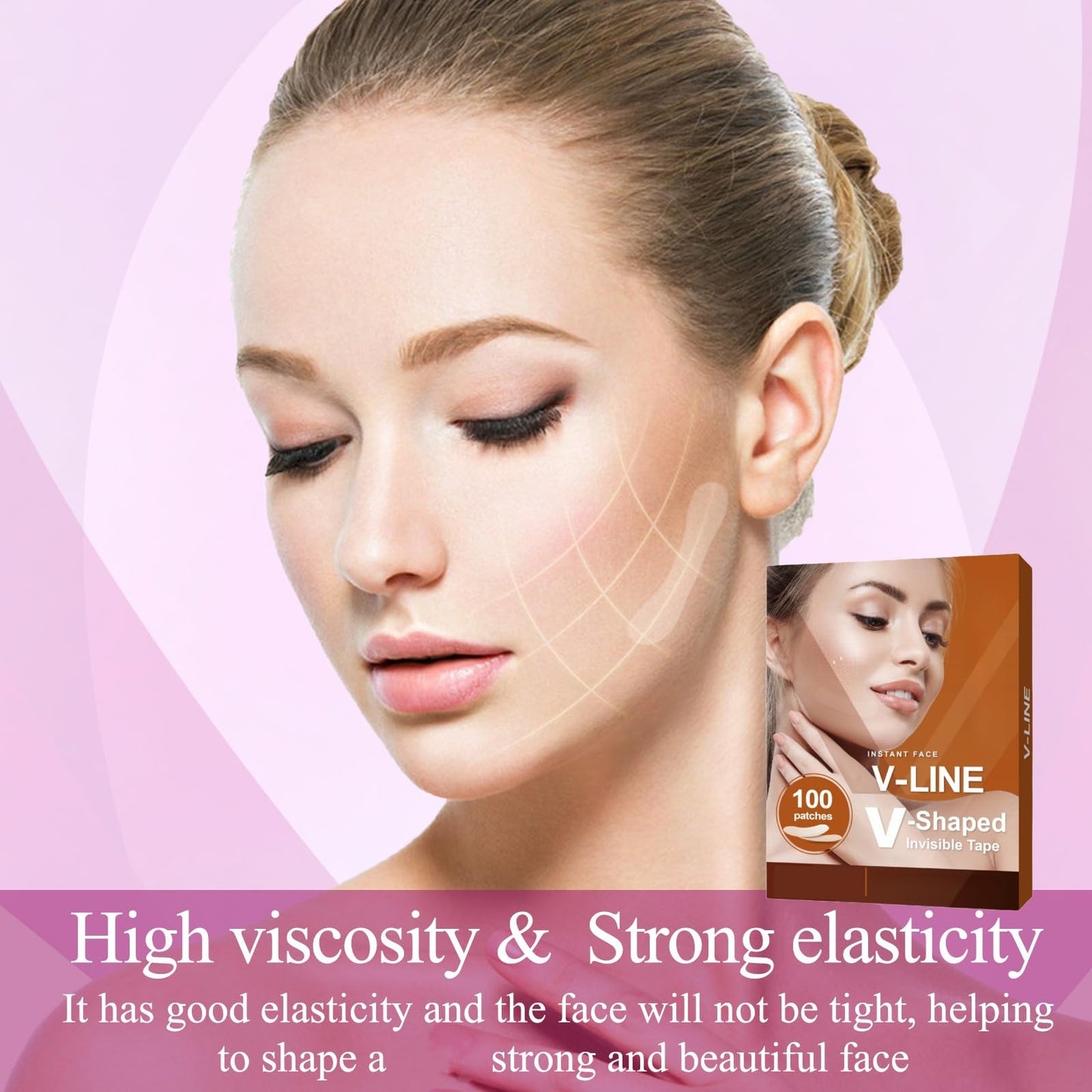 Xunzhi 100PCS Face Lift Tape Invisible,Face Lift Tape,Forehead Wrinkle Patches,Elasticity Tighten Lift Patch,Facial Wrinkle Patches,Face Tape,Instant Tightening Patc-hes,Fa-ce Lif-t Ta-pe V-Shaped