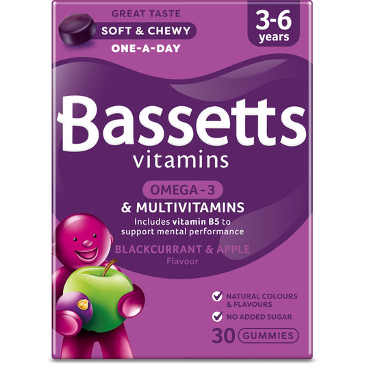 Bassett's Blackcurrant and Apple Flavour Multivitamins, 30 Pastilles, 30 Count (Pack of 1)