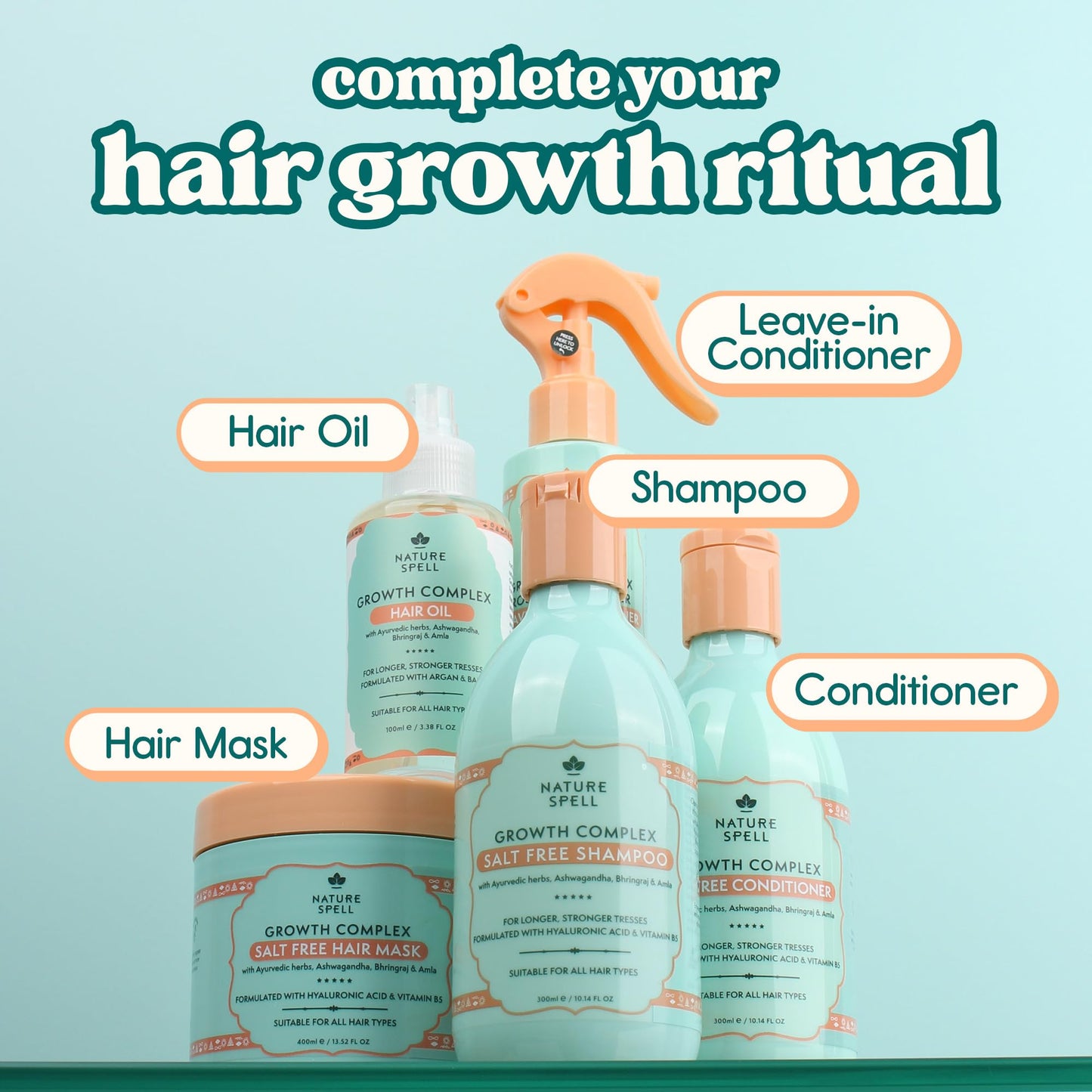 Nature Spell Growth Complex Hair Oil, for Dry and Damaged Hair, 100ml