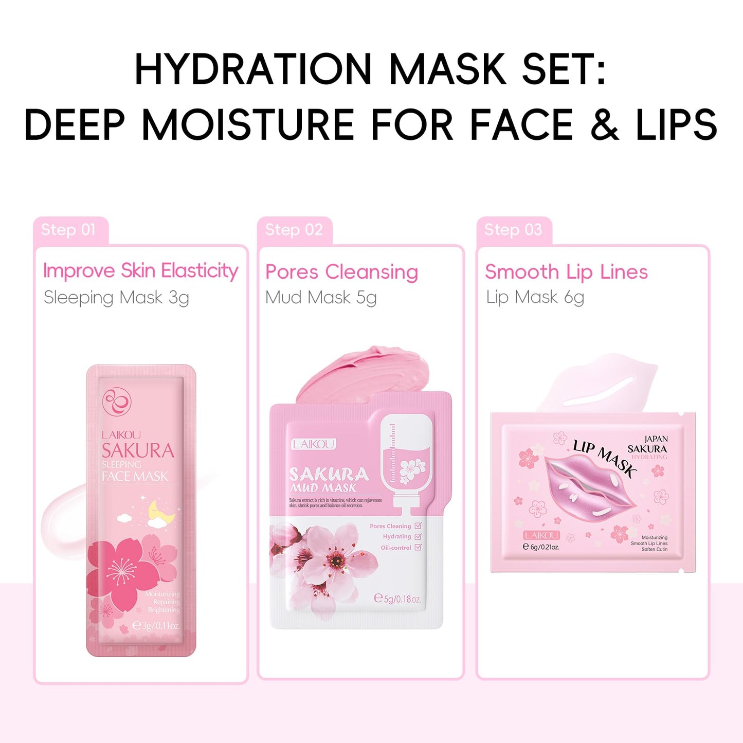 LAIKOU Skin Care for Teenage Girls, Sakura Skincare Set, Pamper Sets for Women Gifts, Facial Skin Care Sets & Kits - Face Serum, Face Cream, Sleep Mask, Eye Mask, Mud Mask, Lip Mask, 14PCS