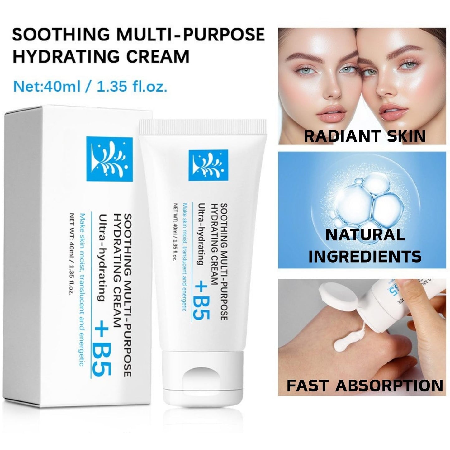 Cureluxe Ultra B5 Sooth and Repair Face Serum Cream,B5 Repairing Balm for Face,Skin Barrier Repair Cream for Dry & Irritated Skin,Multi-Purpose Deep Hydration Serum Face Cream for Face&Body - 2PCS