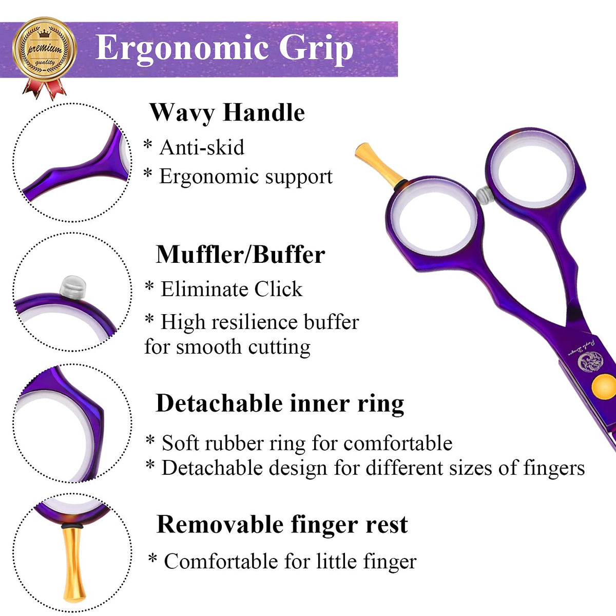 Purple Dragon Purple Hairdressing Scissors Set 5.5 Inch Hair Cutting & Thinning Scissors Kit for Men Women Kids Home Salon Barber