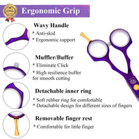 Purple Dragon Purple Hairdressing Scissors Set 5.5 Inch Hair Cutting & Thinning Scissors Kit for Men Women Kids Home Salon Barber