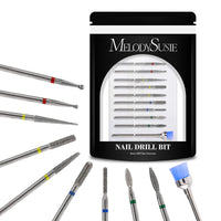 MelodySusie MELODYSUSIE Nail Drill Bits Set Diamond Metal Professional 3/32 Inches, for Acrylic Nails and Electric Nail Files Drill Machine Manicure Pedicure Home Salon Use, 10pcs (Sliver)