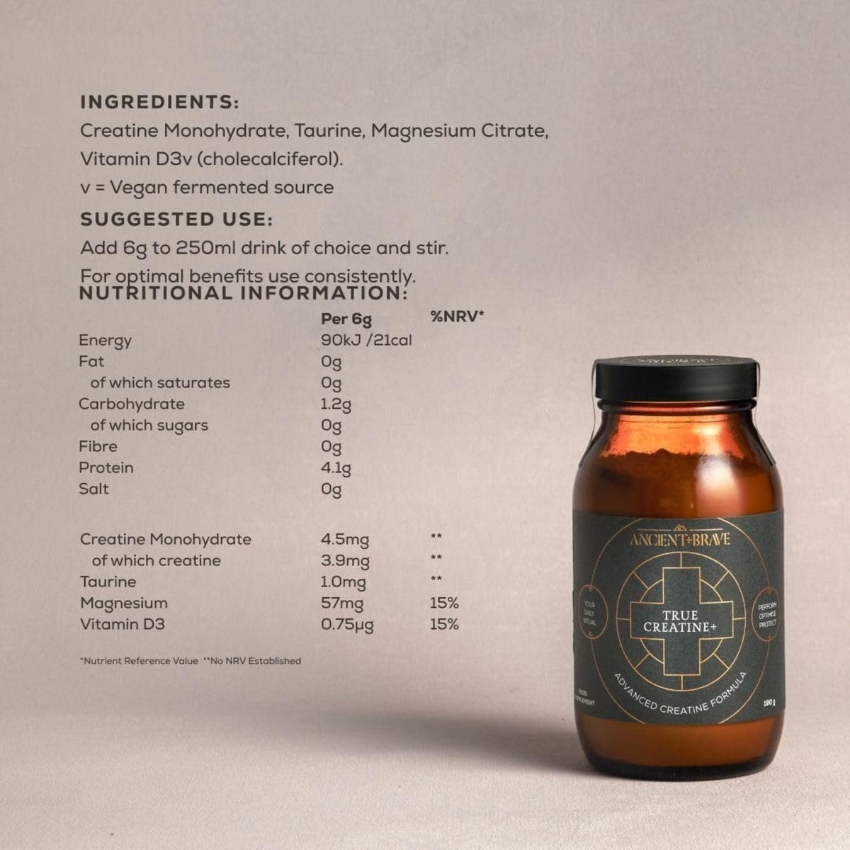 Ancient + Brave True Creatine+ Powder 180g | 30 Servings