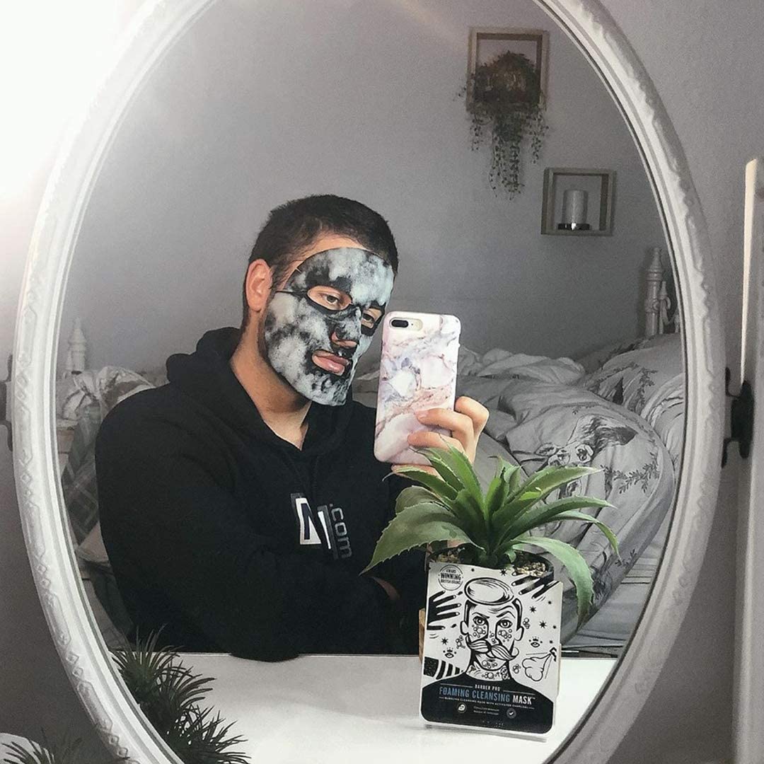 BARBER PRO Foaming Cleansing Mens Face Mask with Activated Charcoal | Deeply Cleansing, Firming, & Clarifying | Packed Full of Natural Ingredients | Face Masks Beauty | Face Care |