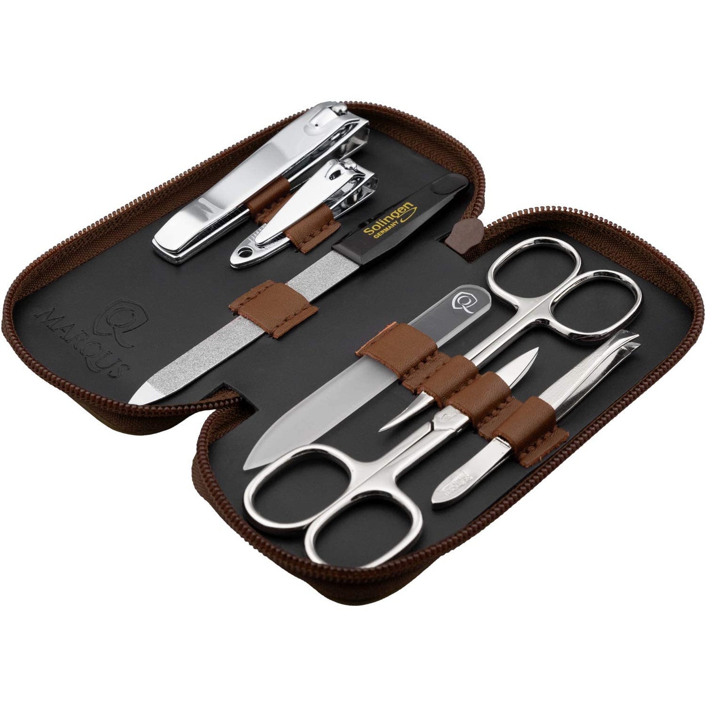 marQus Manicure Sets for Women & Men from Solingen Germany with glass nail file - Quality Grooming Kit Incl. Nail Clippers & glass nail file, Nail Kit Perfect for Pedicure.