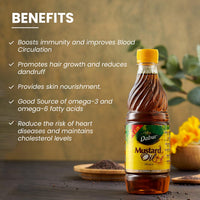 Dabur Mustard Oil 475ml - Pure and Refreshing, Rich in Benefits for Immunity, Hair Growth, and Skin Nourishment