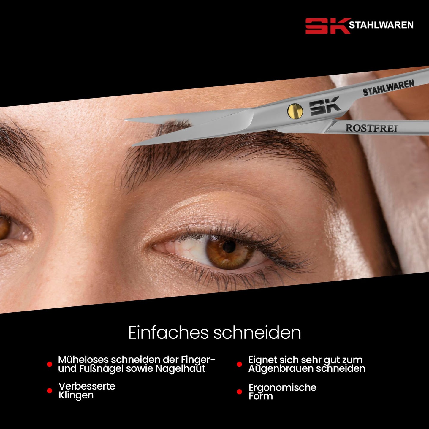 SK Stahlwaren SK STAHLWAREN Professional cuticle scissors, curved, extra sharp nail scissors. For precise removal of skin residues. Combination scissors.