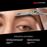 SK Stahlwaren SK STAHLWAREN Professional cuticle scissors, curved, extra sharp nail scissors. For precise removal of skin residues. Combination scissors.
