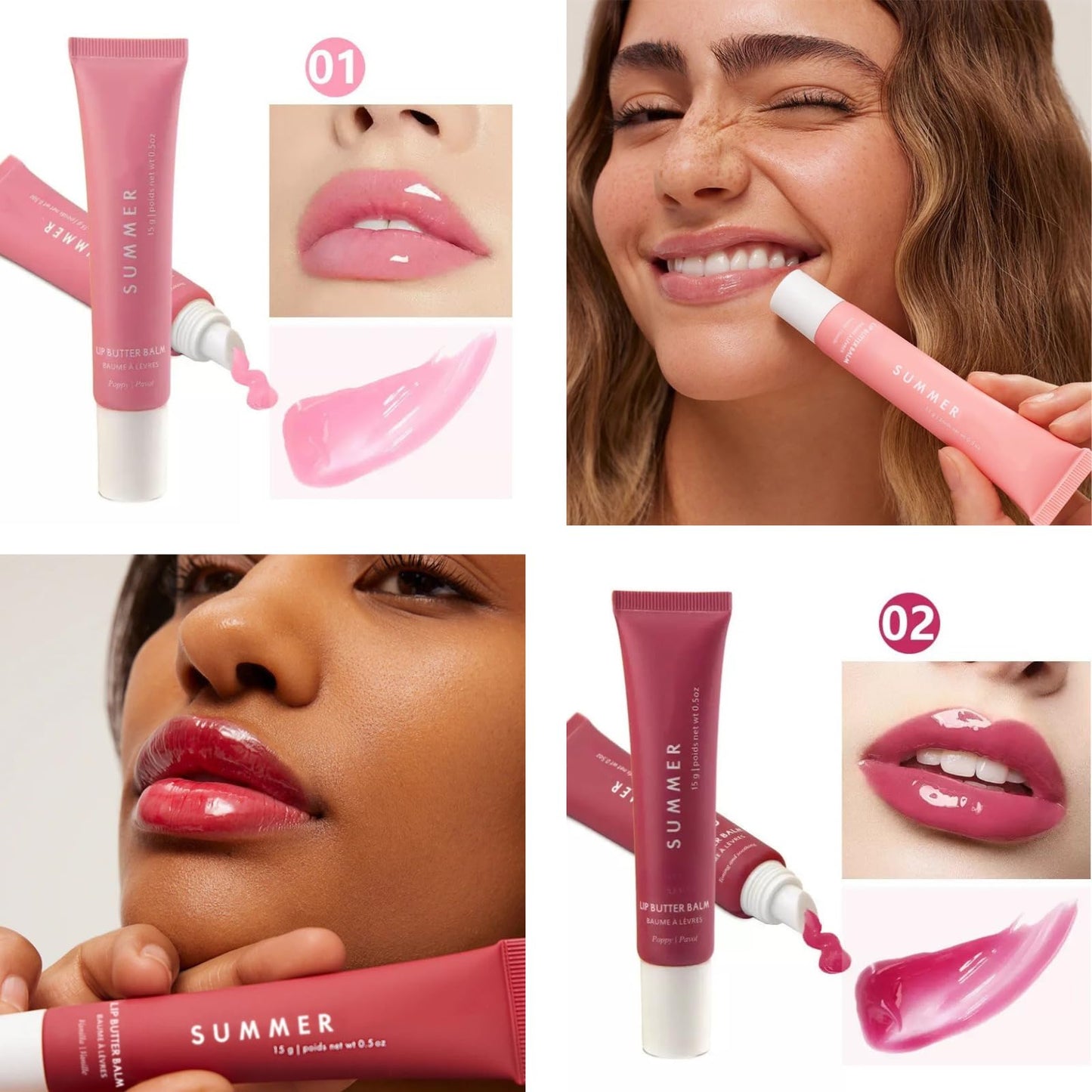 4pcs Summer Frdays Lip Balm,Summer Li/p Balm,Summer Sundays Lip Balm,Summ/er Lip Butter Bal/m, Hydrating Vegan L/ip Balm with Shea Butter, Tinted Lip Care for Dry Li/ps, Beauty Vacation Essentials