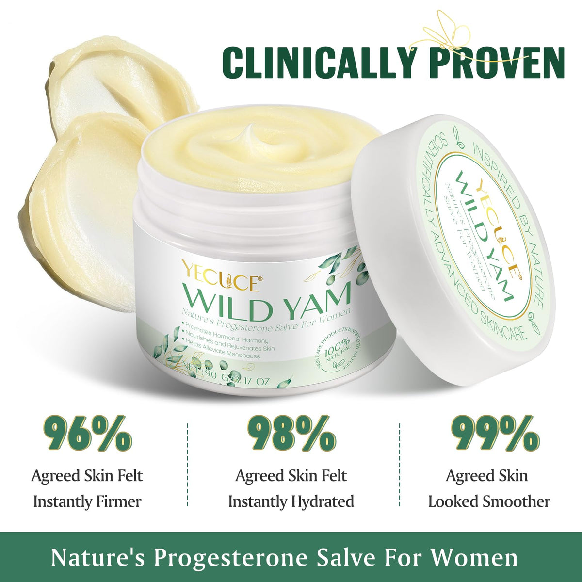 RoongDuuDll Wild Yam Cream for Hormone Balance, Natural Organic Wild Yam Cream for Menopause Relief, Hot Flashes & Night Sweat Decreased, Australia Dr. Barbara Recommended Formula Wild Yam Extract Cream for Women