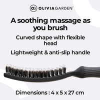 Olivia Garden Fingerbrush Combo Medium - Styling Hair Brush for Dry & Detangled Medium Hair - Curved Head Scalp Massage - Boar & Nylon Bristles for Natural Shine - Fine, Medium & Thick Hair - Black
