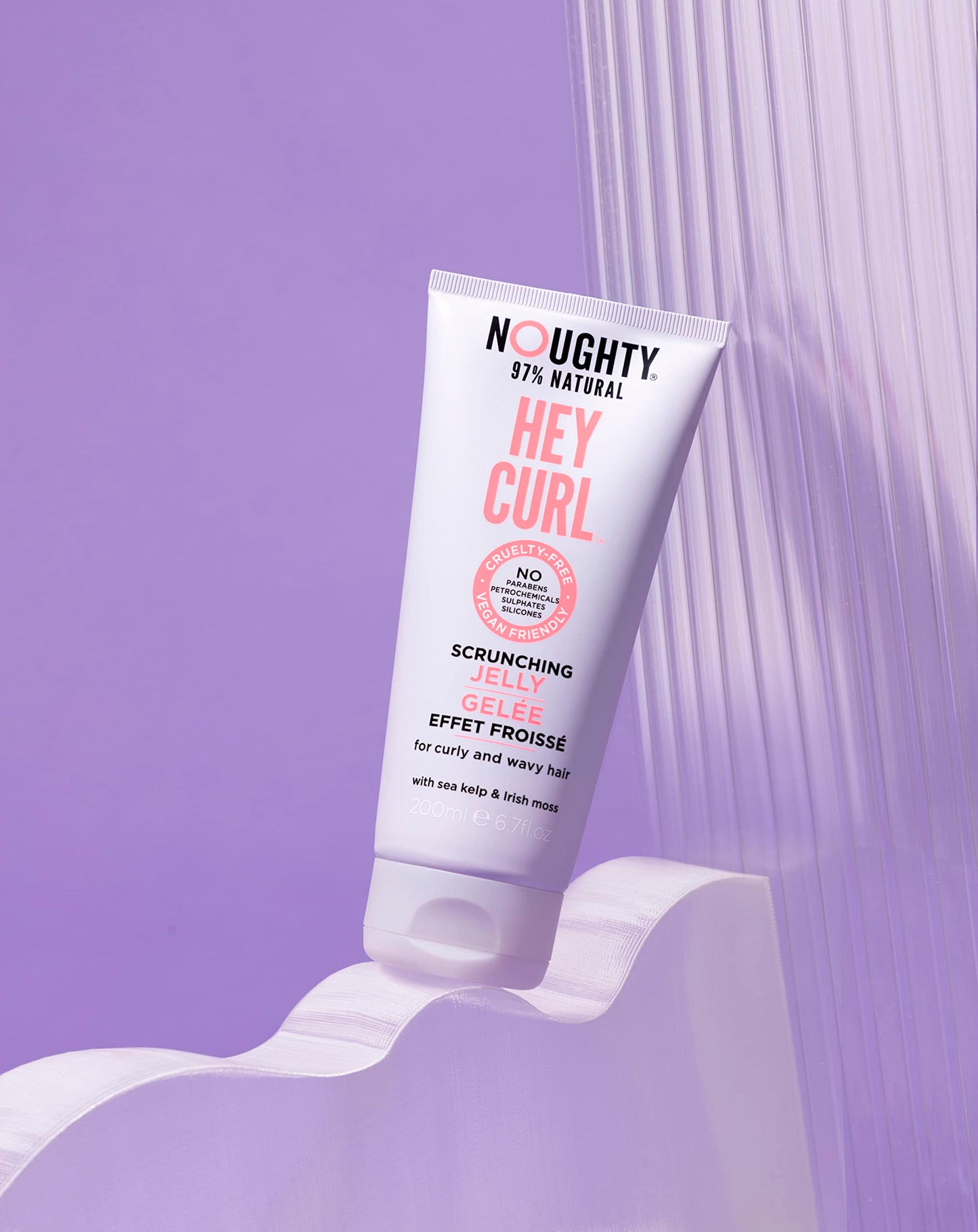 Noughty 97% Natural, Hey Curl Scrunching Jelly, Sulphate Free Vegan Haircare, Hydrating Frizz Control Formula, With Sea Kelp and Irish Moss, 200ml