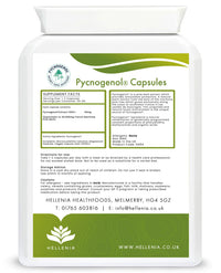 Pycnogenol® French Maritime Pine Bark Extract - 60 Capsules | Providing Naturally Powerful Bioflavonoids | High Bioavailability Pycnogenol | Suitable for Vegans - Made in The UK by Hellenia